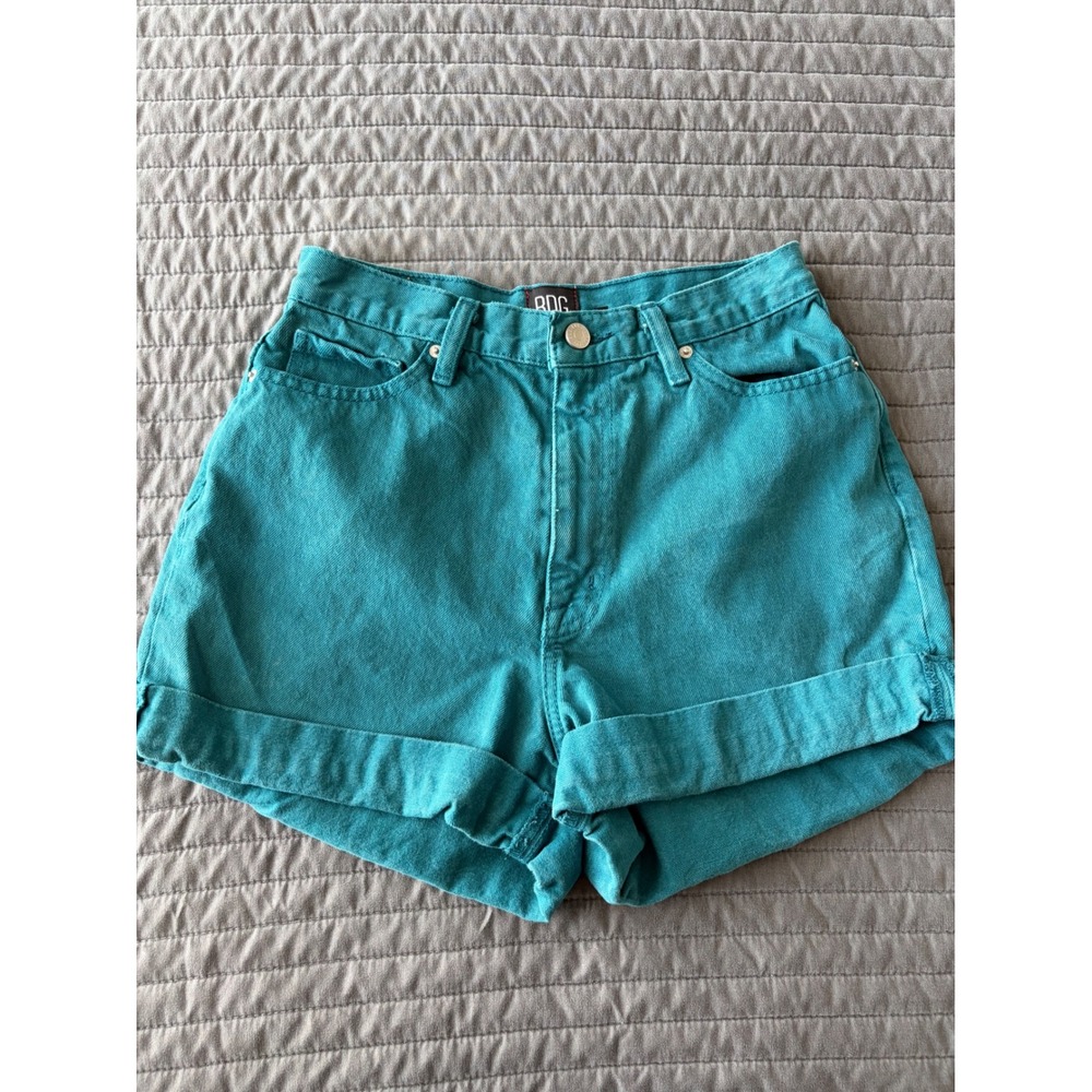 BDG Urban Outfitters Teal Green Mom High-Rise Denim Shorts Size 27 - Picture 2 of 8